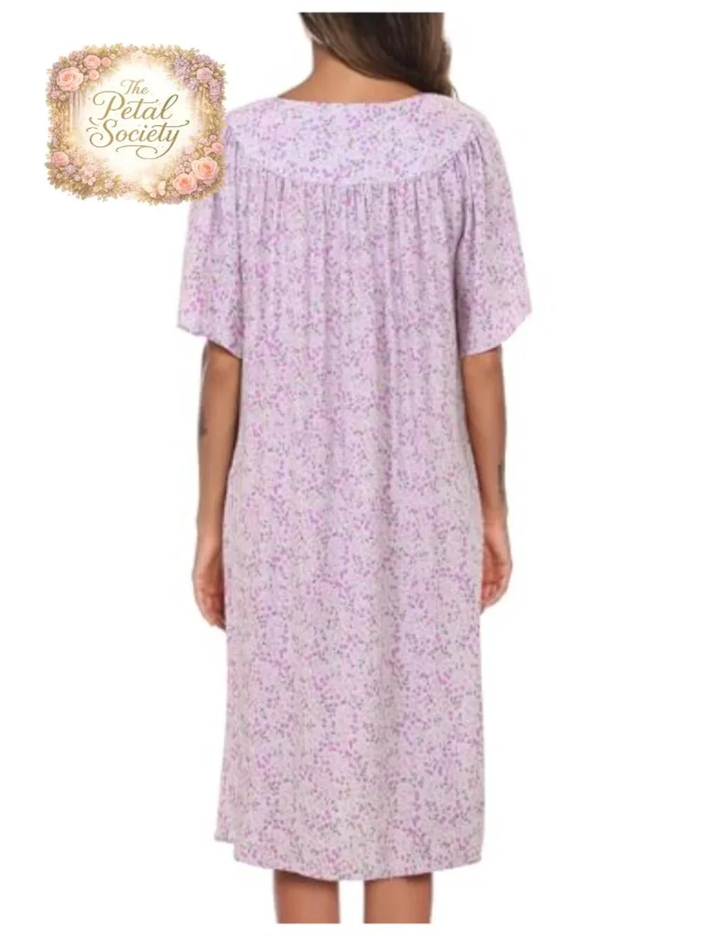 Women's Cotton House Dress Button Down Sleepshirt with Pockets